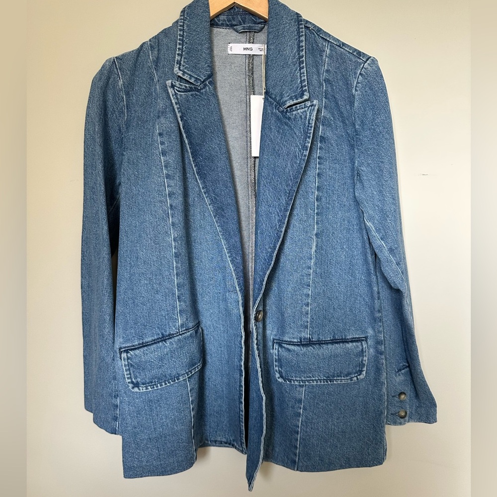 Mango Denim Blue Blazer Jacket